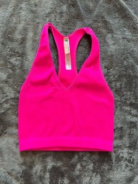 FP Movement by Free People Hot Pink Ribbed Racerback Crop Tank